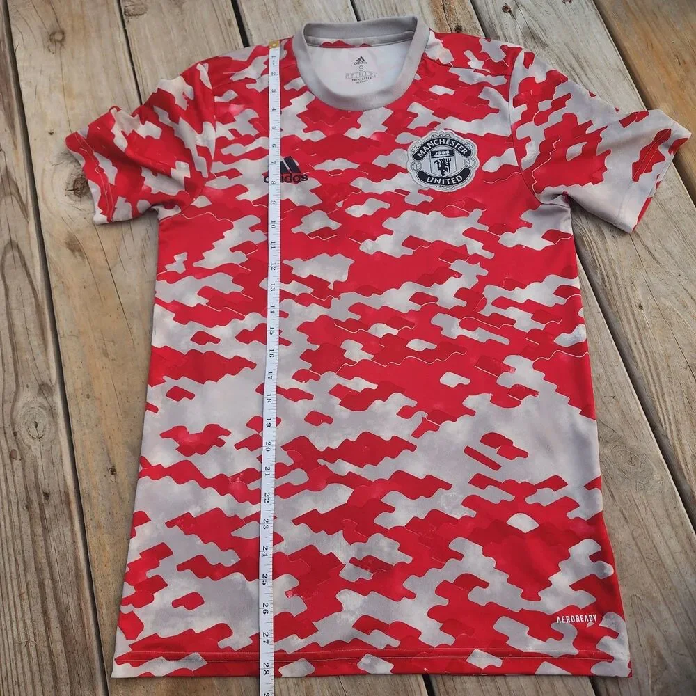 Mens Adidas Manchester United Trainning Soccer Jersey Sz S Red Camo Print 28